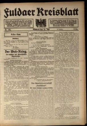 Erste Ausgabe vom Mittwoch, den 12. Juli 1916.