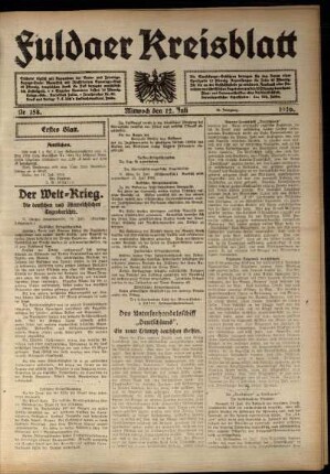 Erste Ausgabe vom Mittwoch, den 12. Juli 1916.