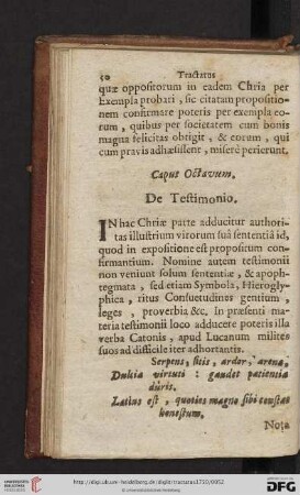 Caput Octavum: De Testimonio