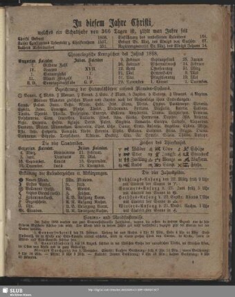 Chronologische Kennzeichnung des Jahres 1868 ...