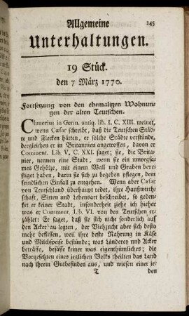 19 Stück. den 7 März 1770.