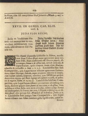 XXVII. In Genes. Cap. XLIX. vers. 8. Juda Flos Regni.
