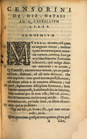 Censorini De die natali liber