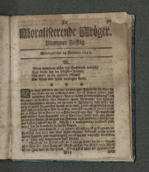 Nummer Fofftig. Mahndags den 13. December 1751