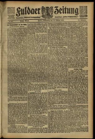 Erste Ausgabe vom Donnerstag, den 10. Oktober 1912.
