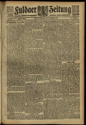Erste Ausgabe vom Donnerstag, den 10. Oktober 1912.