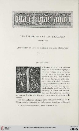2. Pér. 26.1882: Les tapisseries et les broderies anciennes à l'exposition de l'Union Centrale des Arts Décoratifs