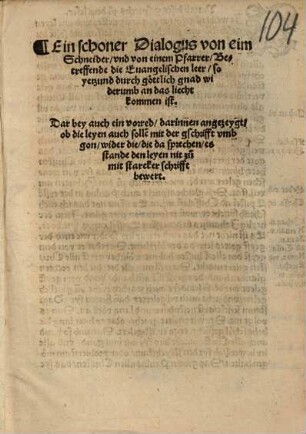Ain schoner Dialogus von eim Schneider, und von einem Pfarrer ...