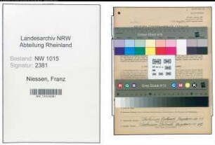 Entnazifizierung Franz Niessen , geb. 08.06.1886 (Musiklehrer)
