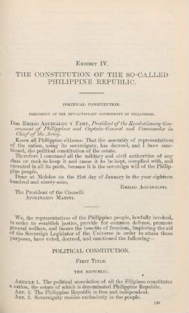 Exhibit IV. The constitution of the so-called Philippine Republic
