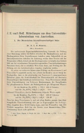 Mitteilungen aus dem Universitätslaboratorium von Amsterdam. Die Dissociation krystallwasserhaltiger Salze