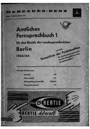 1963/1964: Amtliches Fernsprechbuch für den Bezirk der Landespostdirektion Berlin