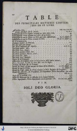 Table Des Principales Matieres Contentues En Ce Livre.