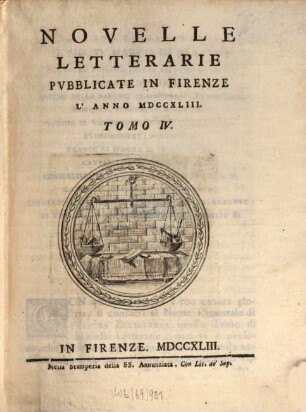 Novelle letterarie, pubblicate in Firenze. 4. 1743
