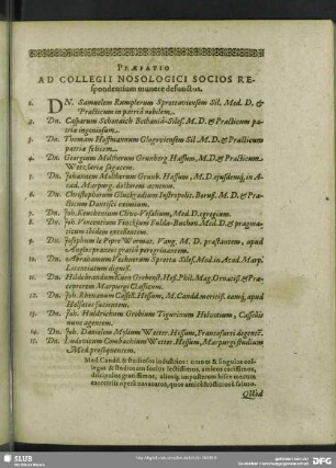 Praefatio Ad Collegii Nosologici Socios Respondentium munere defunctos