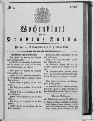 No. 6, Ausgabe vom 9. Februar 1839
