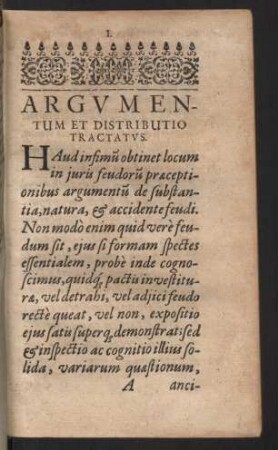 Argumentum et distributio tractatus.