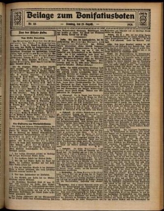 Zweite Ausgabe vom Sonntag, den 19. August 1928.