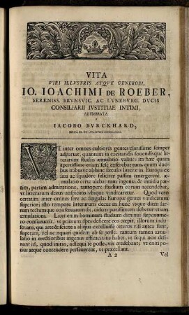 Vita Viri Illustries Atque Generosi. Io. Ioachim De Roeber, ...