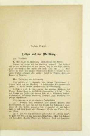 Sechste Einheit. Luther auf der Wartburg