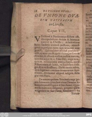 De Unione Duarum Naturarum in Christo. Caput VII.