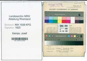 Entnazifizierung Josef Kamps , geb. 18.07.1879 (Schlosser)