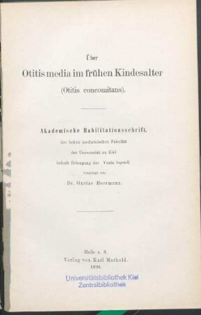 Über Otitis media im frühen Kindesalter (Otitis concomitans)