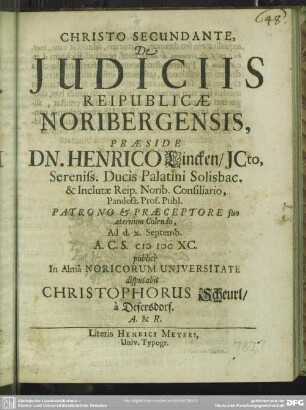 De Judiciis Reipublicae Noribergensis