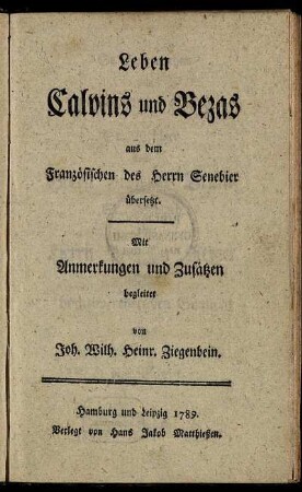 Leben Calvins und Bezas