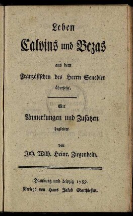 Leben Calvins und Bezas