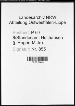Sterberegister Standesamt Hagen-Holthausen