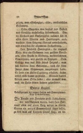 Drittes Kapitel. Belustigungen der jungen Herren und Frauenzimmer. Eine Liebeserklärung.