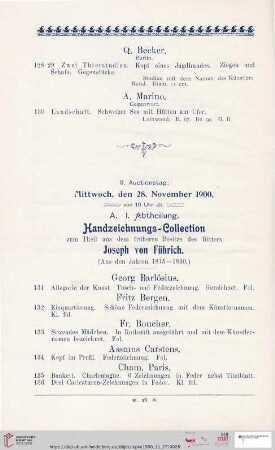 II. Auctionstag: Mittwoch, den 28. November 1900 (Nr. 131 - 355)
