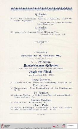II. Auctionstag: Mittwoch, den 28. November 1900 (Nr. 131 - 355)