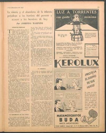 La misería y el abandono de la infancia perjudican a los hombres del porvenir y acusan a los hombres de hoy