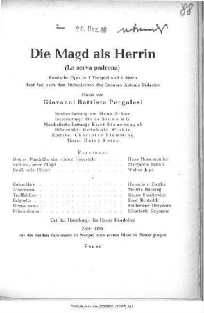 Die Magd als Herrin (La serva padrona)