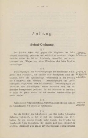Anhang. Schul-Ordnung
