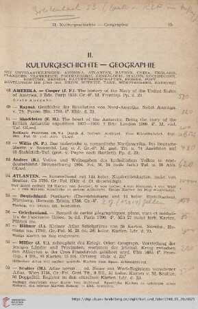 II. Kulturgeschichte - Geographie (Nr.48-331)