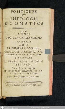 Positiones Ex Theologia Dogmatica