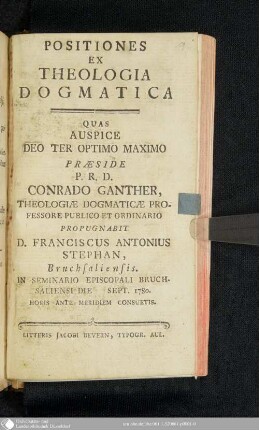 Positiones Ex Theologia Dogmatica