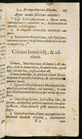 259-268, Crimen homicidij, & adulterij. - Vis, Raptus, Metus.