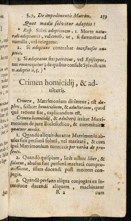 259-268, Crimen homicidij, & adulterij. - Vis, Raptus, Metus.