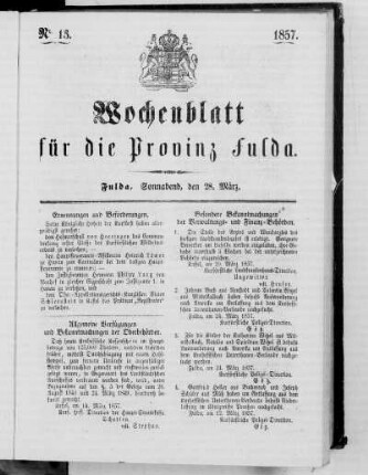 Nr. 13, Ausgabe vom 28. März 1857