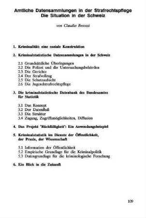 109-136, Amtliche Datensammlungen in der Strafrechtspflege. Die Situation in der Schweiz