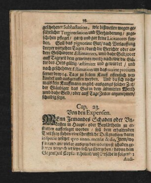 Cap. 23. Von den Expensen.