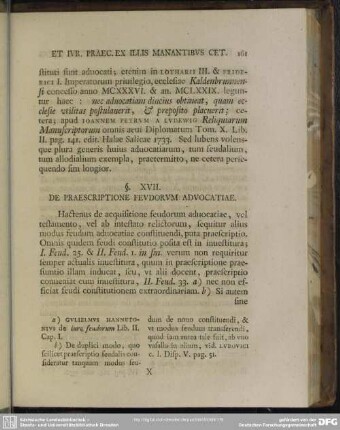 § XVII. De Praescriptione Feudorum Advocatiae