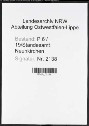 Sterberegister Standesamt Neunkirchen