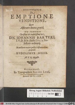 Disputatio De Emptione Venditione