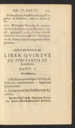 Liber Quintus De Substantia Et Accidente.