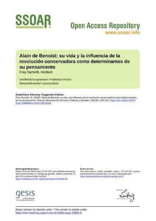 Alain de Benoist: su vida y la influencia de la revolución conservadora como determinantes de su pensamiento